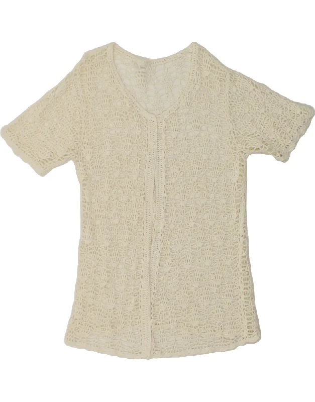 Clearance Items VINTAGE Womens Short Sleeve Crochet Cardigan Sweater UK 12 Medium White Clearance Items VINTAGE Womens Short Sleeve Crochet Cardigan Sweater UK 12 Medium White