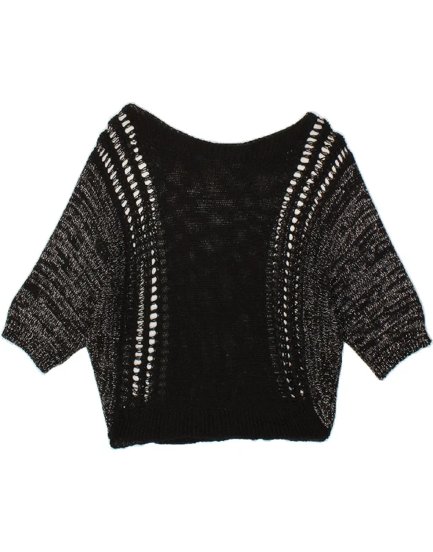Midnight Sale VINTAGE Womens Short Sleeve Boat Neck Jumper Sweater UK 14 Medium Black Midnight Sale VINTAGE Womens Short Sleeve Boat Neck Jumper Sweater UK 14 Medium Black
