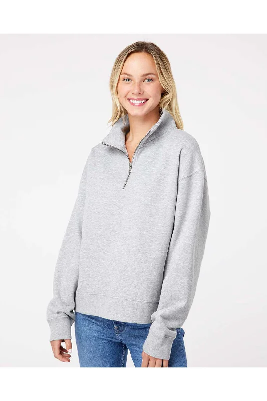 Early Access MV Sport Womens Sueded Fleece 1/4 Zip Sweatshirt - Heather Grey