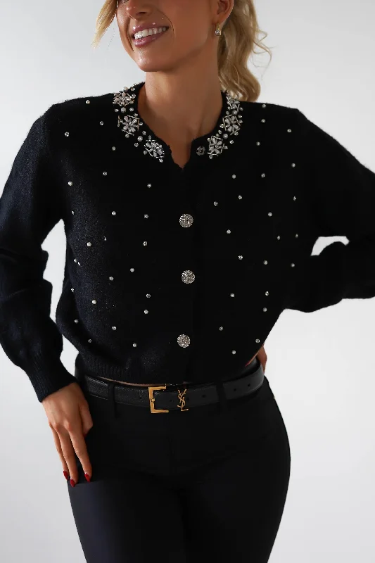 Act Fast Chenna Embellished Cardigan | Black