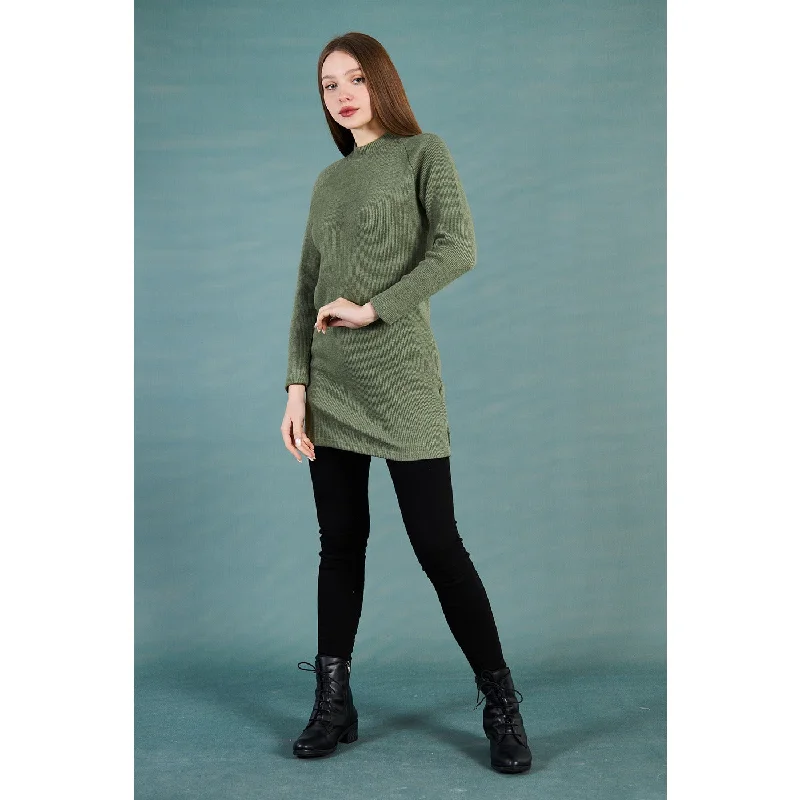 Mega Sale Green Ribbed Long Sweatshirt