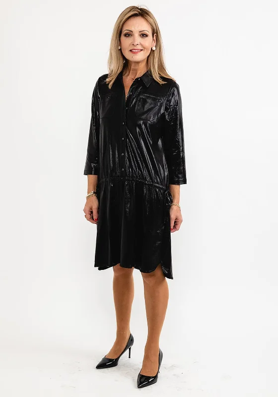 Instant Discount Eva Kayan Leather Look Smock Dress, Black