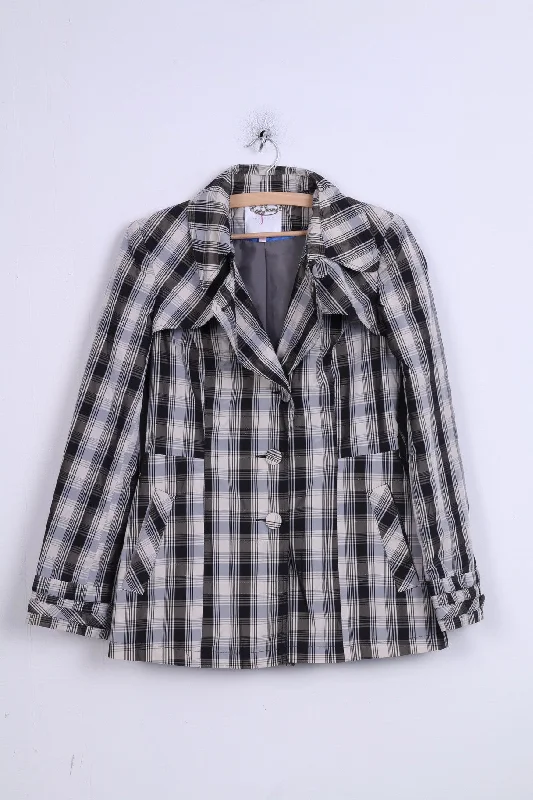 Quick Sale Jasper Conran Womens  10 M Jacket Black White Check  Single Breasted Shoulder Pads