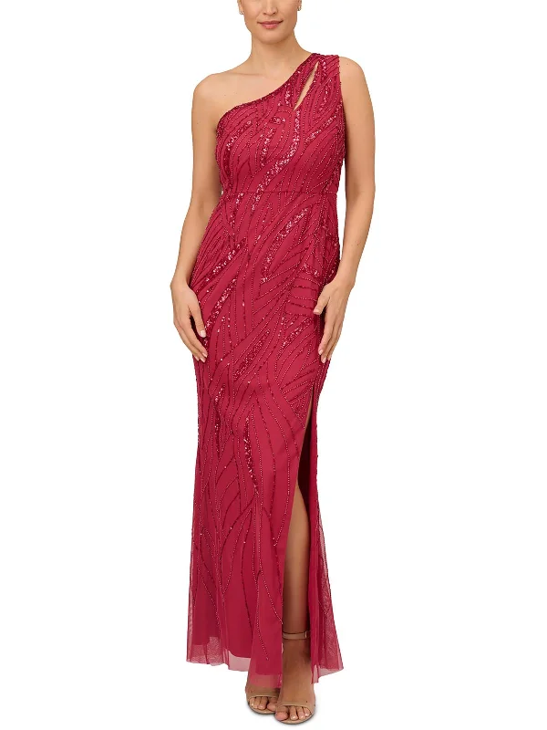 Closeout Womens Embellished Mesh Evening Dress