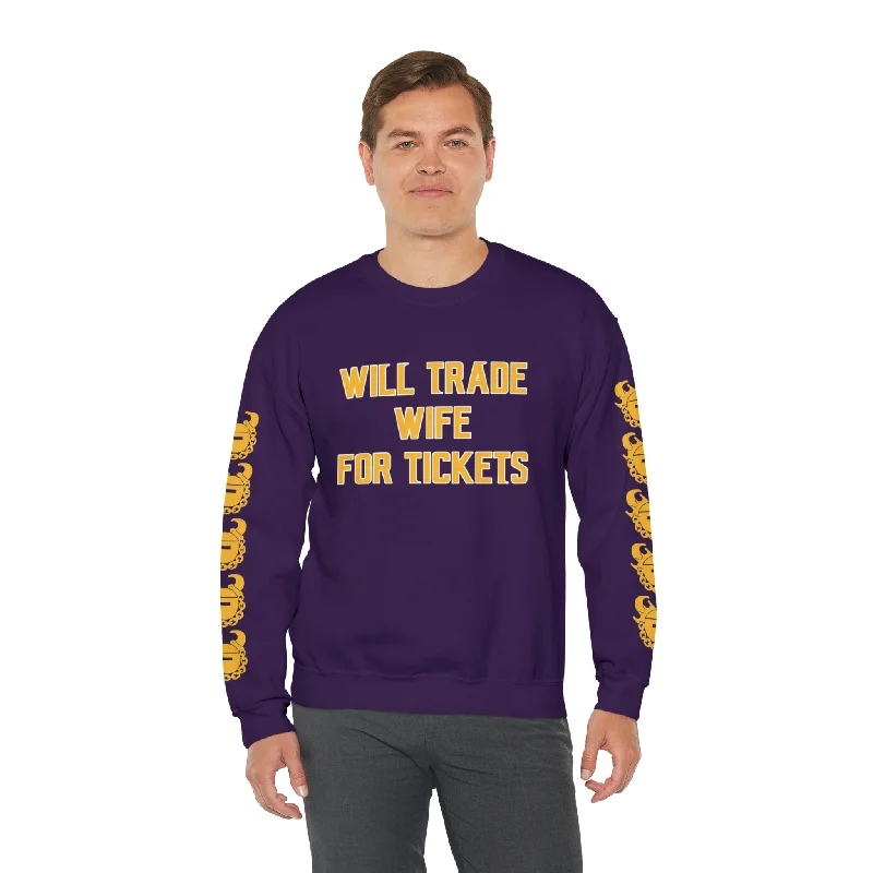New Markdowns Unisex Heavy Blend™ Crewneck - Wife for Tickets + Game Day Helmet (Sleeves)