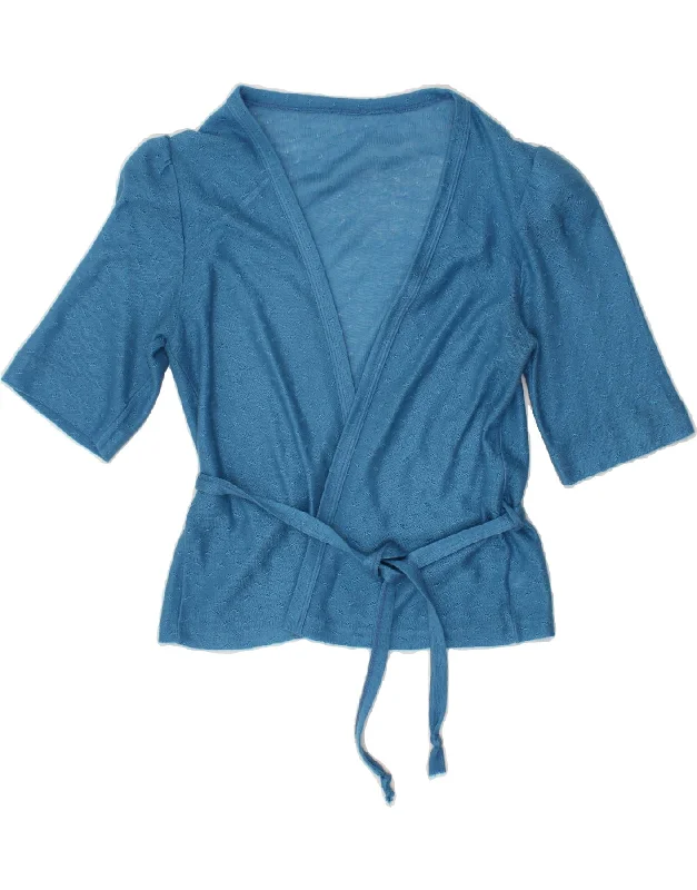 Must-Have Deals VINTAGE Womens 1/2 Sleeve Cardigan Sweater IT 44 Medium Blue Acrylic