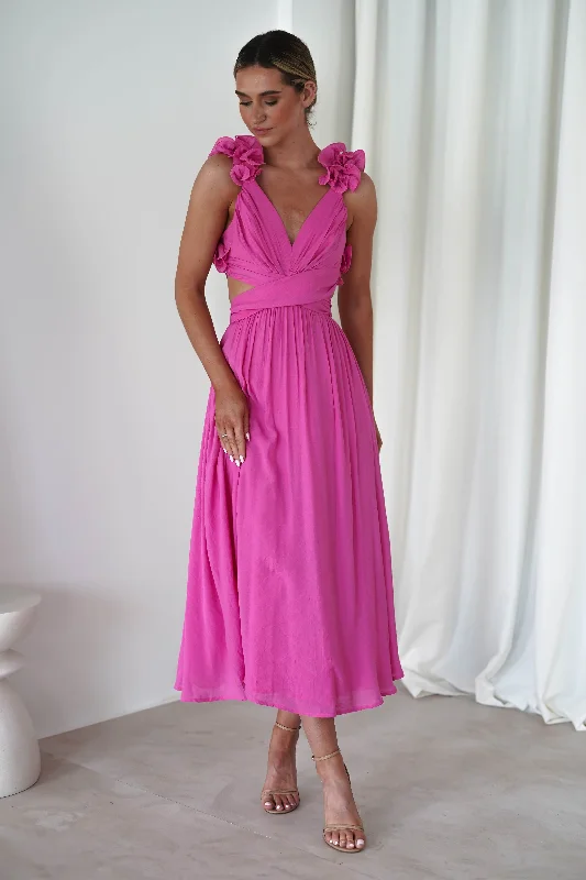 One-DAY Sale Phoebe Midaxi Dress | Hot Pink