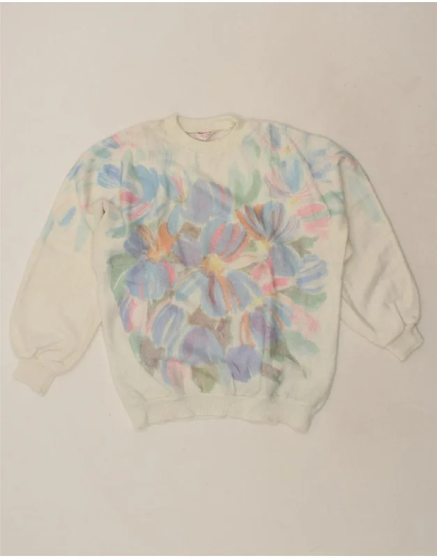 Quick Sale ELEGANCE Womens Graphic Crew Neck Jumper Sweater UK 16 Large White Floral Quick Sale ELEGANCE Womens Graphic Crew Neck Jumper Sweater UK 16 Large White Floral