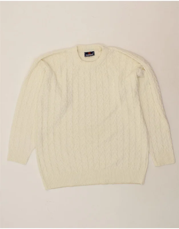 Year-End Sale VINTAGE Womens Crew Neck Jumper Sweater UK 20 2XL White Acrylic