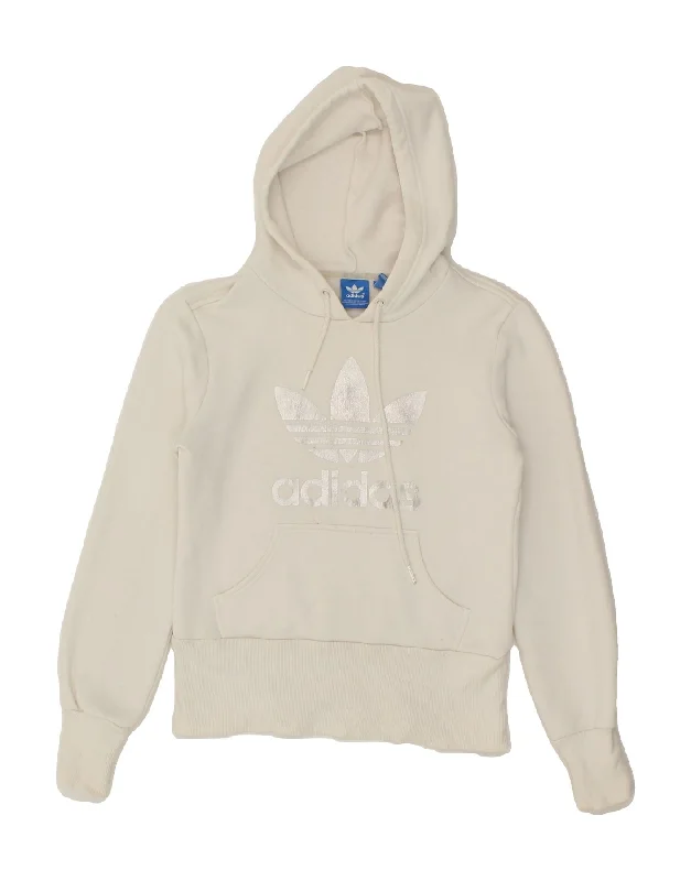 Exclusive Offers ADIDAS Womens Graphic Hoodie Jumper UK 10 Small White Cotton