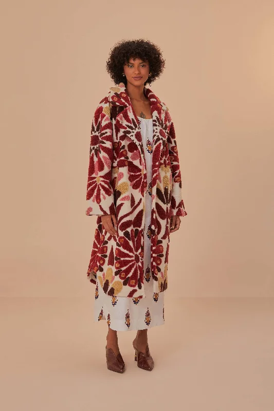 Low Prices Ainika Flowers Fleece Coat