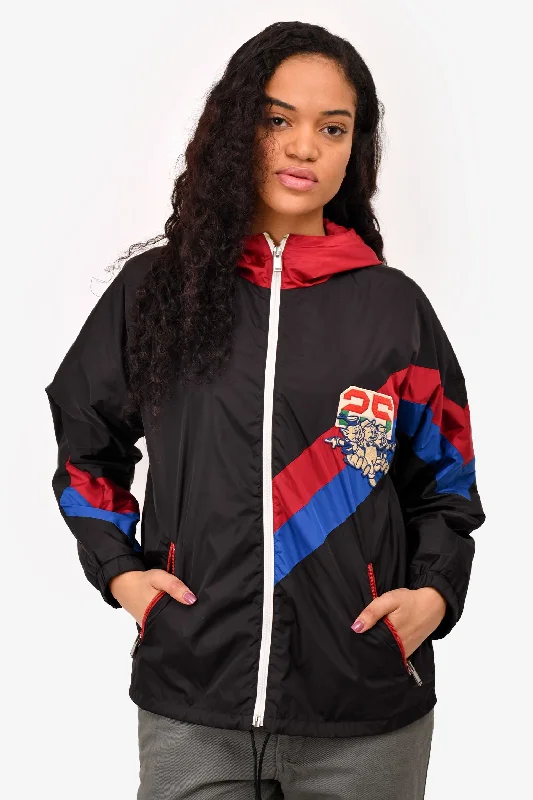 Steals and Deals Gucci x Disney Black Nylon Three Little Pigs Embroidered Patch Windbreaker Jacket Size 44 Mens