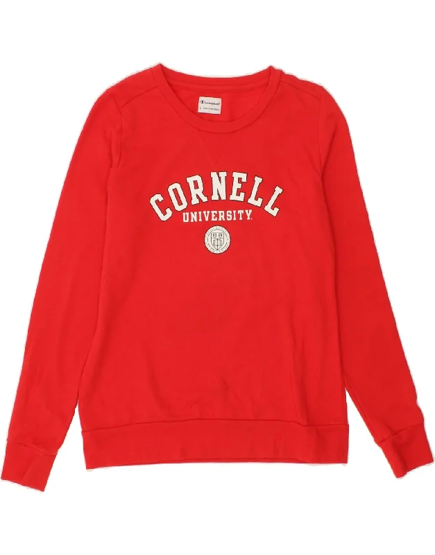 Exclusive Preview CHAMPION Womens Graphic Sweatshirt Jumper UK 16 Large Red Cotton