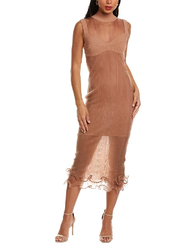 Act Fast Hervé Léger Sheer Layered Midi Dress