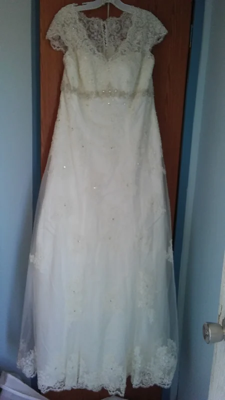 Midnight Madness David's Bridal Cap SLV Lace over STN A-Line