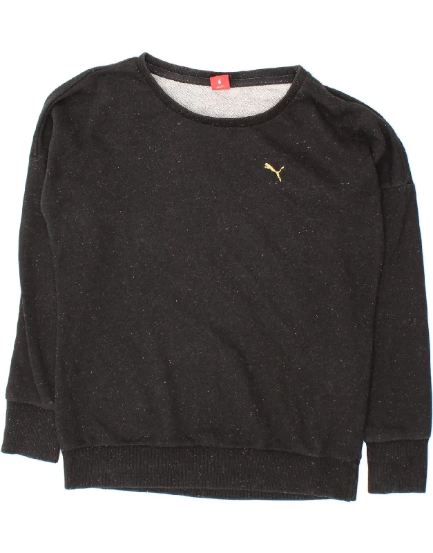 Weekend Deal PUMA Womens Oversized Sweatshirt Jumper UK 14 Large Black Flecked Cotton Weekend Deal PUMA Womens Oversized Sweatshirt Jumper UK 14 Large Black Flecked Cotton
