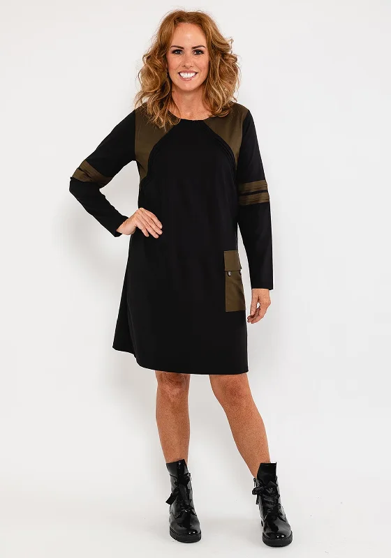 Limited Time Discount Ever Sassy Raglan Shoulder Dress, Black & Khaki