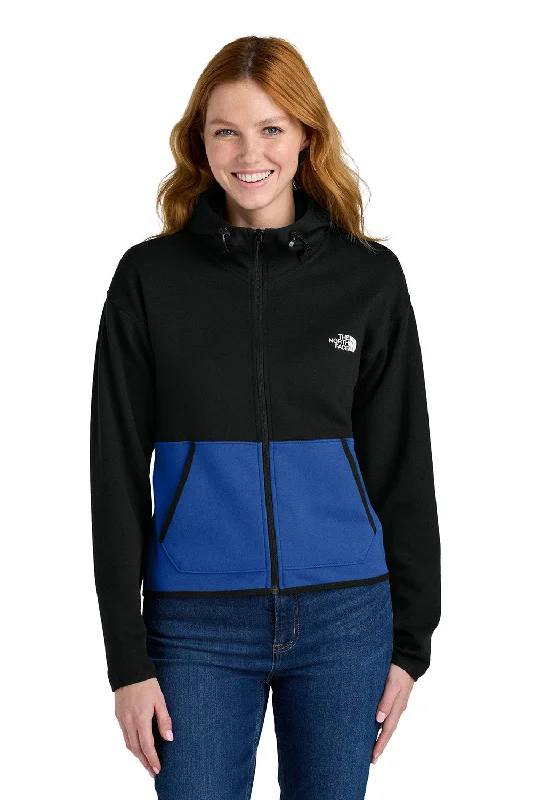 Major Savings The North Face Womens Double Knit Full Zip Hooded Sweatshirt Hoodie w/ Pockets - Blue/Black - New