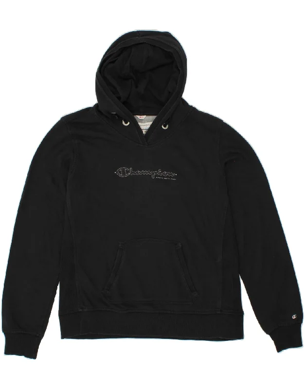 Best Seller CHAMPION Womens Graphic Hoodie Jumper UK 18 XL Black Cotton