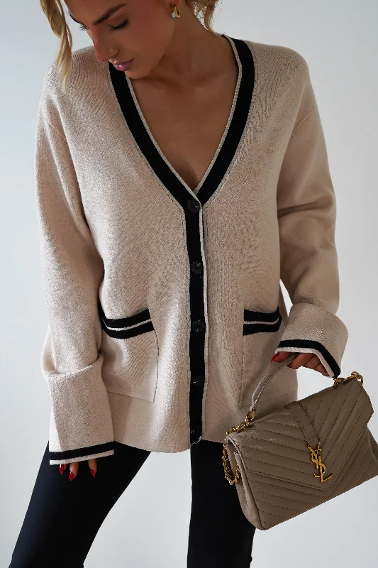Today’s Deal Calvin 2 Tone Over Sized Cardigan | Cream/Black