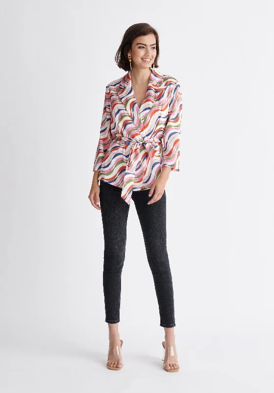 Loyalty Reward Belted Wave Print Blazer