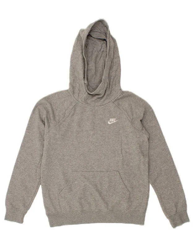 Online Only NIKE Womens Oversized Hoodie Jumper UK 10 Small Grey Cotton
