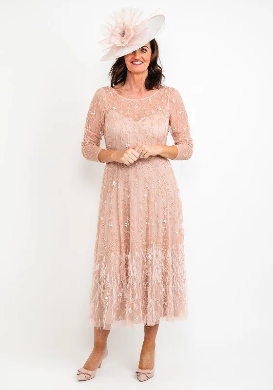 Early Bird Discount Veni Infantino Embellishment & Feather Maxi Dress, Blush