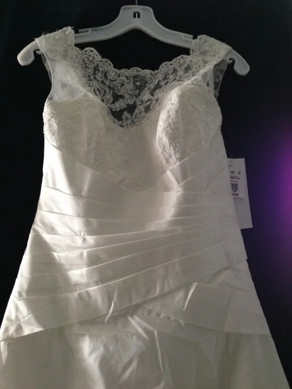 Loyalty Reward David's Bridal Taffeta A Line Gown with Illusion Lace Neckline St