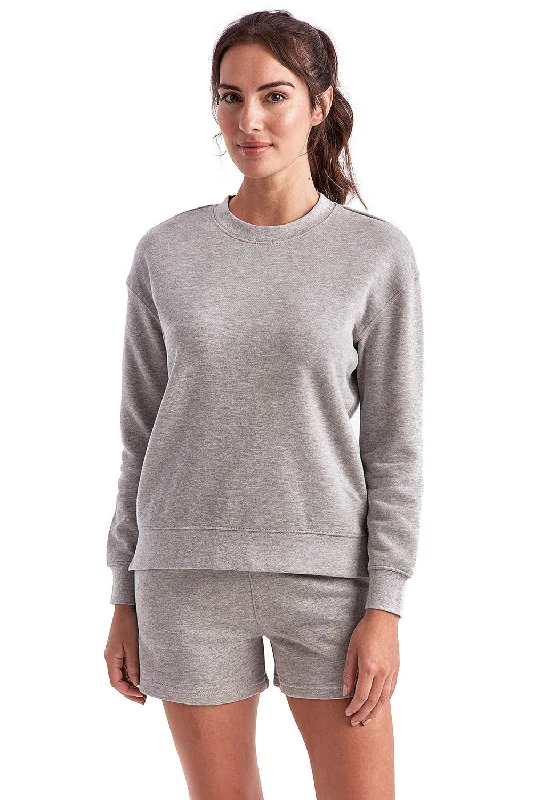 Steals and Deals TriDri Womens Billie Side Zip Crewneck Sweatshirt - Heather Grey