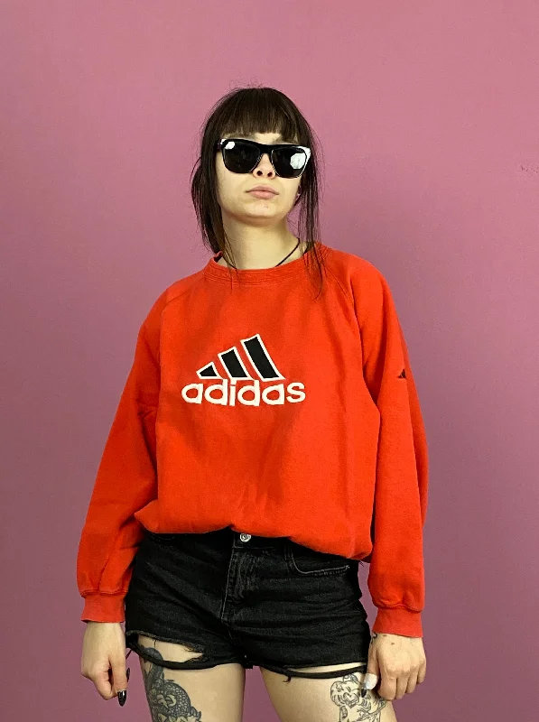 Major Savings 90s Adidas Vintage Women's Sweatshirt - S Red Cotton Blend