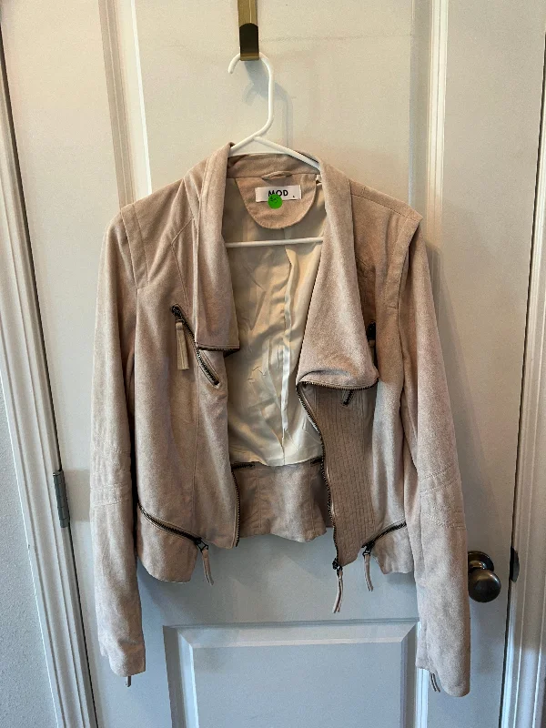 Doorbuster Deal Mod Faux Suede Moto Jacket Women’s Size Large Tan