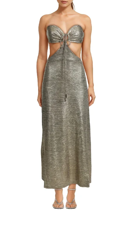 Don't Wait Chloe Maxi Dress In Gold