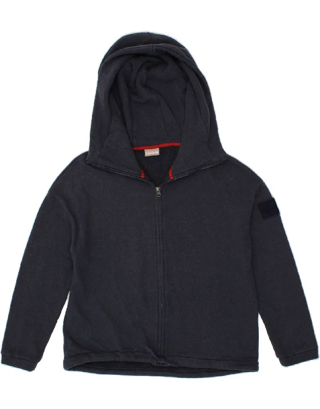 Discount Mania NAPAPIJRI Womens Zip Hoodie Sweater UK 14 Medium Navy Blue Cotton