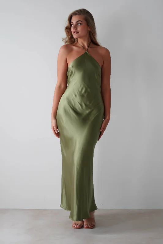 Today’s Deal Heather Soft Satin Maxi Dress | Olive