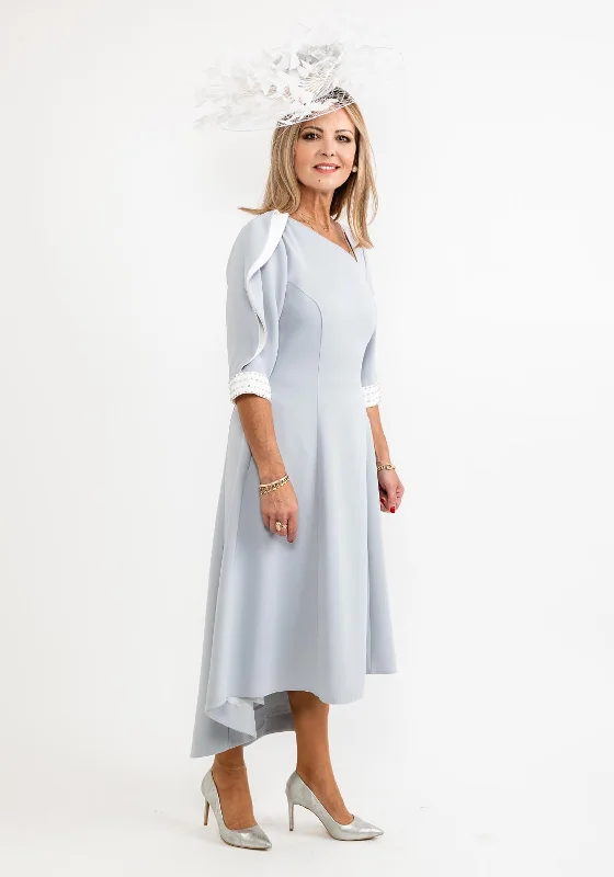 Clearance Sale Lizabella Contrast Shoulder Dipped Hem Dress, Silver
