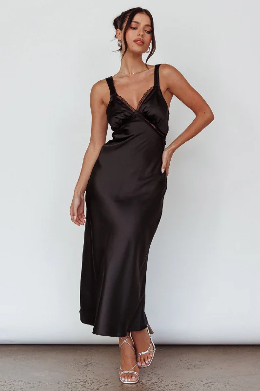 Can't Miss Nyah Lace Trim Midi Dress Black