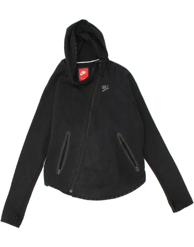 Early Access NIKE Womens Crop Zip Hoodie Sweater UK 6 XS Black Cotton