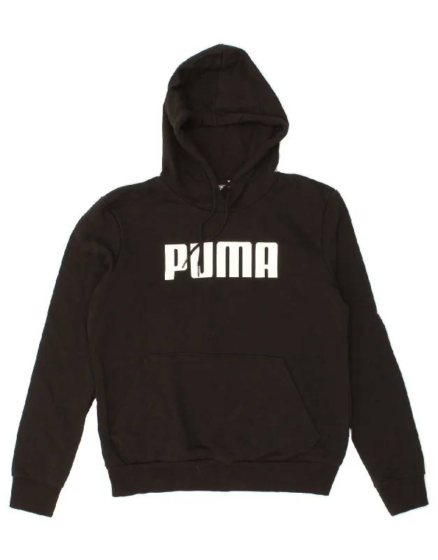 Super Savings PUMA Womens Graphic Hoodie Jumper UK 14 Medium Black Cotton