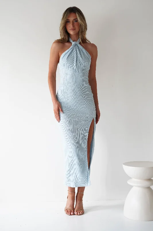 Discount Deals Bernice Ribbed Midaxi Dress | Light Blue
