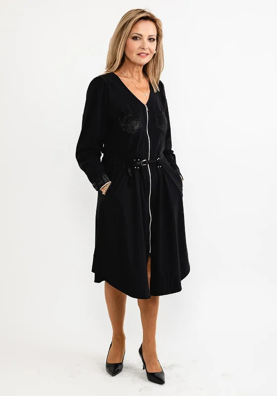 Major Savings Eva Kayan Metallic Detail A-line Dress, Black