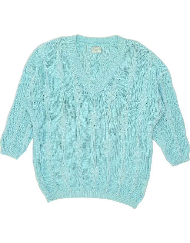 Clearance Event BENETTON Womens 3/4 Sleeve V-Neck Jumper Sweater IT 48 XL Turquoise Cotton Clearance Event BENETTON Womens 3/4 Sleeve V-Neck Jumper Sweater IT 48 XL Turquoise Cotton
