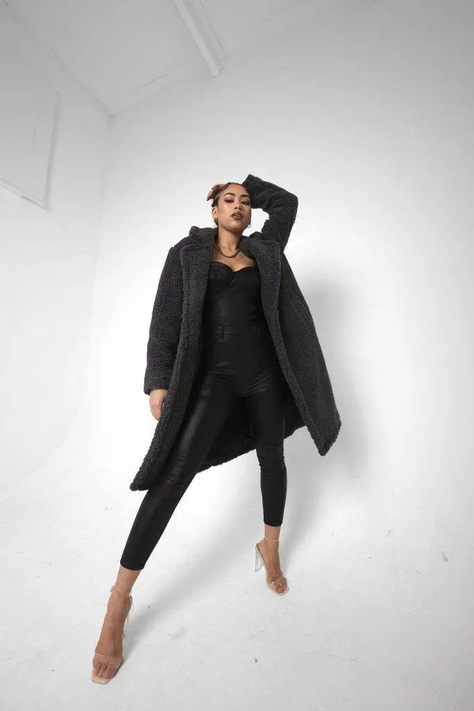 Bonus Savings Jackie Double Breasted Borg Teddy Midi Coat