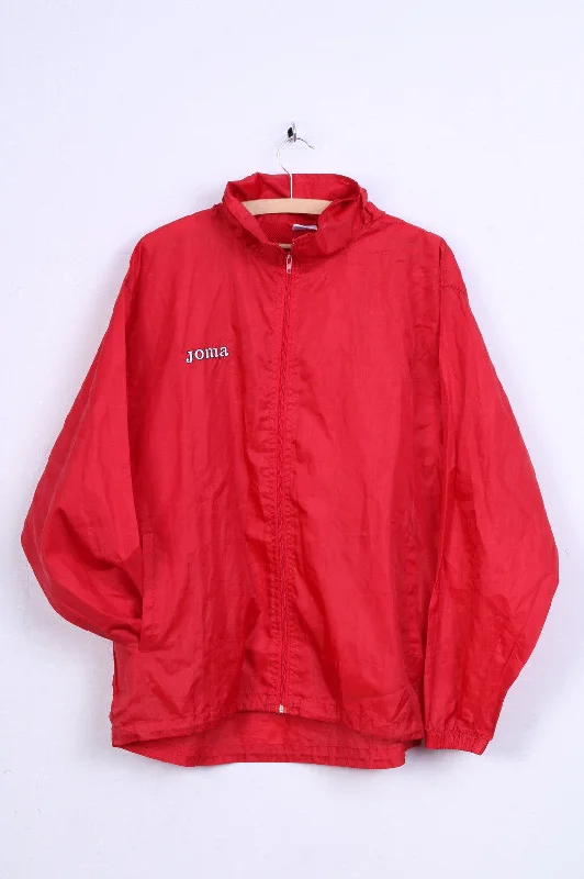Can't Miss JOMA Womens M Jacket Red Hooded Top Full Zip Stand Up Collar