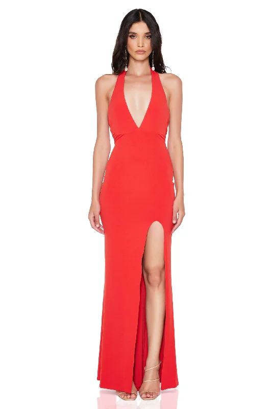 Price Drop Nookie Illegal Side Split Gown - Red