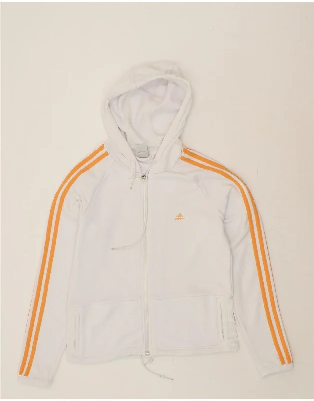 Blowout Sale ADIDAS Womens Zip Hoodie Sweater UK 18 XL White Polyester