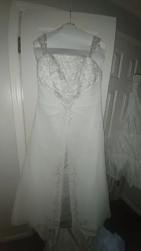 Big Savings David's Bridal Capsleeve chiffon split