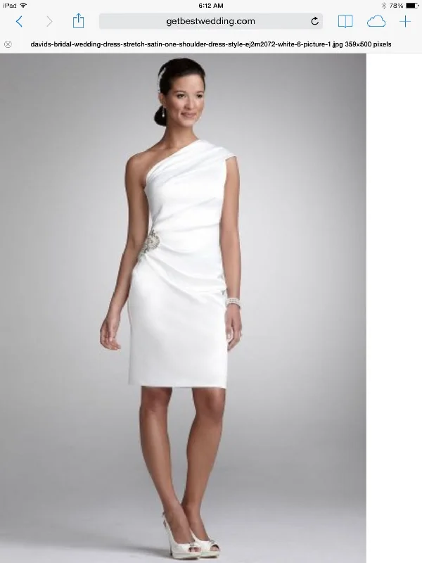 Instant Discount David's Bridal Stretch Satin One Shoulder Dress/EJ2M2072