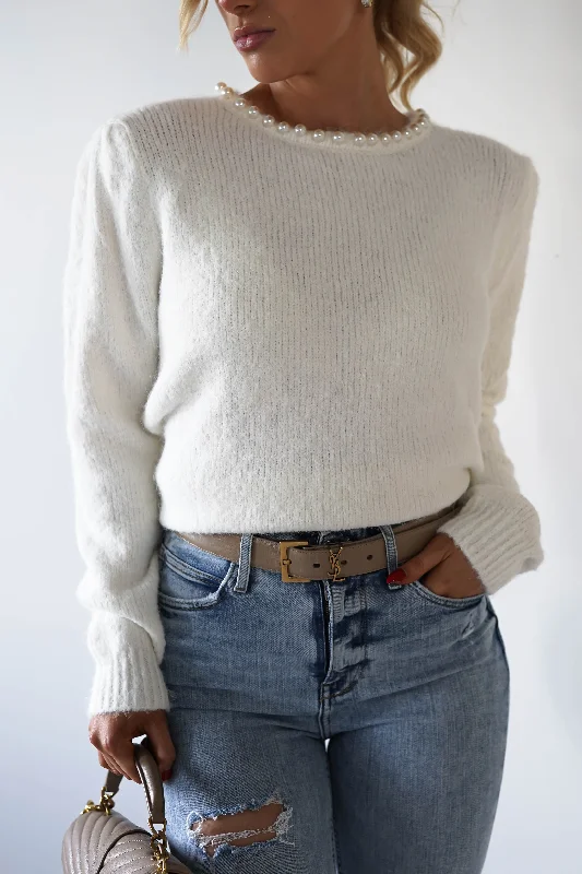 Unbeatable Prices Caliste Pearl Detail Cosy Jumper | White