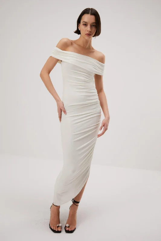 YEAR-End Sale Misha Keoni Slinky Jersey Midi Dress - Ivory