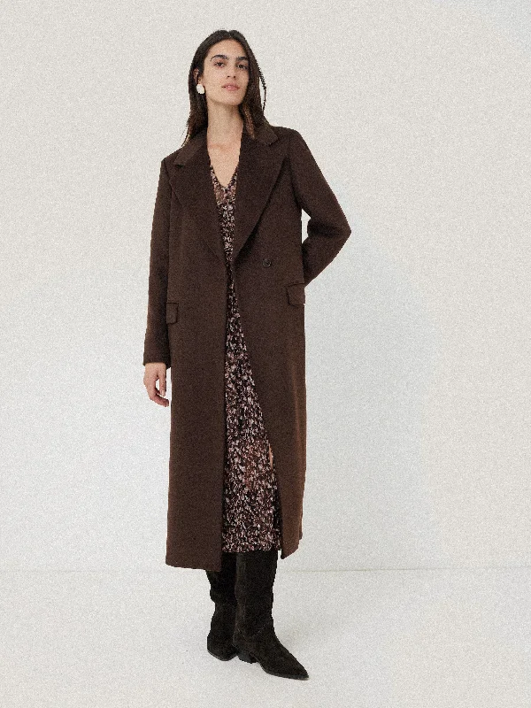 Get It Before It’s Gone Wool Maxi City Coat | Chocolate